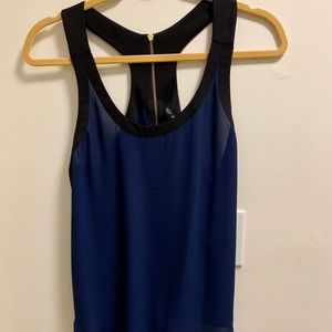 Black & blue razor back tank top
